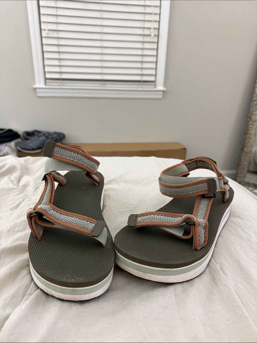 Teva Olive Green and Tan Platform Sport Sandals